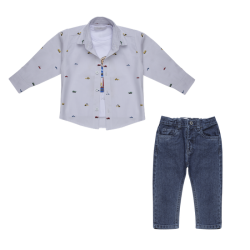  شومیز و تیشرت و شلوار پسرانه مدل جین ماشین