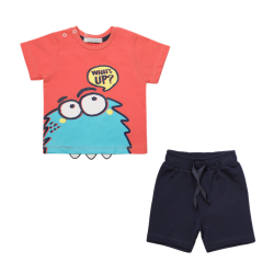 تیشرت و شلوارک پسرانه مدل هیولا آبی