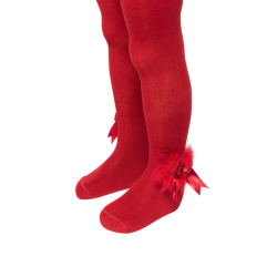 جوراب شلواری دخترانه مدل پرو پاپیون قرمز