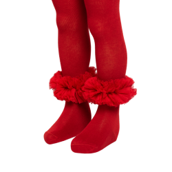 جوراب شلواری دخترانه مدل کوکوش قرمز