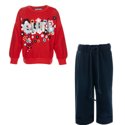 بلوز و شلوار دخترانه مدل قرمز گلی