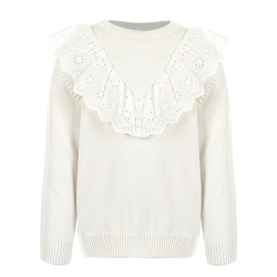 بافت دخترانه مدل یقه هفت گیپور نباتی آیچیلک