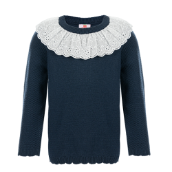 بافت دخترانه مدل یقه گرد گیپورسرمه ای آیچیلک