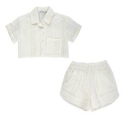 کراپ شلوارک دخترانه مدل سفید اسپرت 2