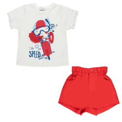 تیشرت و شلوارک دخترانه مدل دختر موتورسوار