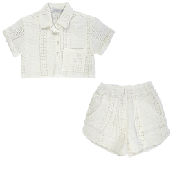 کراپ و شلوارک دخترانه مدل سفید اسپرت 3