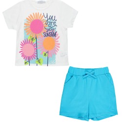تیشرت و شلوارک دخترانه مدل گل آفتابگردان