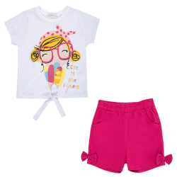 تیشرت و شلوارک دخترانه مدل دختر و بستنی