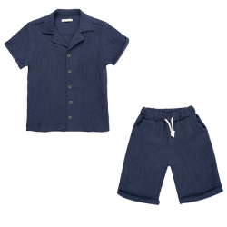 بلوز و شلوارک پسرانه سرمه ای مدل لب ساحل