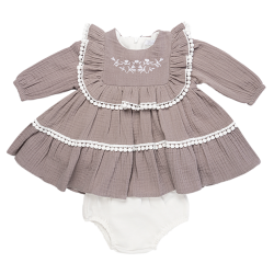 پیراهن و شورت دخترانه مدل خاکی نیکسا