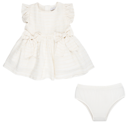 پیراهن و شورت دخترانه مدل سفید پاپیونی