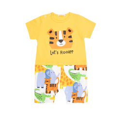 رامپر پسرانه مدل زرد حیوانات بازیگوش