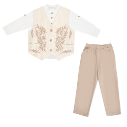 سه تکه پسرانه نخی مدل جلیقه سنتی 2