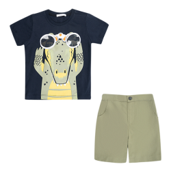 تیشرت و شلوارک پسرانه مدل تمساح جستجوگر