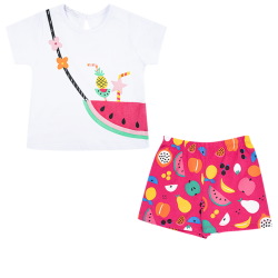 تیشرت و شلوارک دخترانه مدل happy fruits
