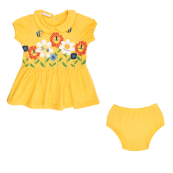 پیراهن و شورت دخترانه مدل گل های خندان