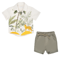 تیشرت و شلوارک پسرانه مدل دنیای سبز ببر