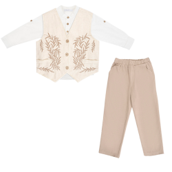 سه تیکه پسرانه نخی مدل جلیقه سنتی 3