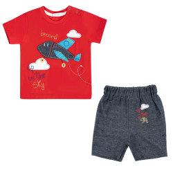 تیشرت و شلوارک پسرانه مدل هواپیما مهربان