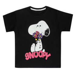 تیشرت دخترانه مدل مشکی اسنوپی خجالتی