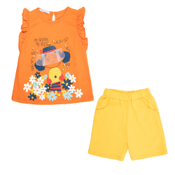 تیشرت و شلوارک دخترانه مدل کندوی عسل