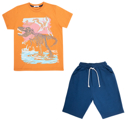 تیشرت و شلوارک پسرانه مدل t-rex on water