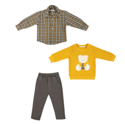 سه تیکه پسرانه مدل تدی زرد 1