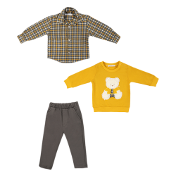 سه تیکه پسرانه مدل تدی زرد2