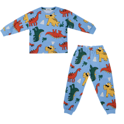 بلوز و شلوار پسرانه مدل دایناسور آبی