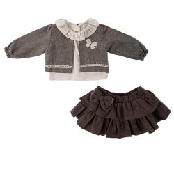 سه تیکه دخترانه مدل پروانه قهوه ای