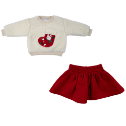 بلوز و دامن دخترانه مدل هدیه کریسمس1