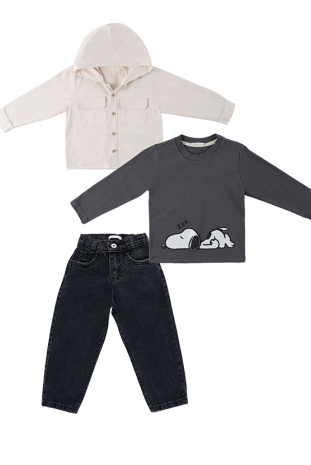 سه تیکه پسرانه مدل جین اسنوپی خوابالو 2