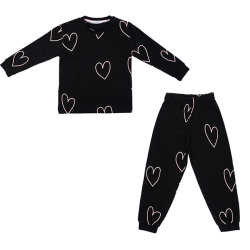 بلوز و شلوار راحتی دخترانه مدل قلب مشکی