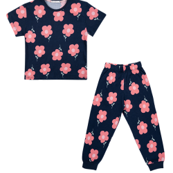 تیشرت و شلوار دخترانه مدل گل صورتی