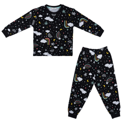 بلوز و شلوار راحتی پسرانه مدل رنگین کمان مشکی