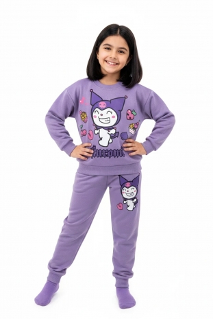 بلوز و شلوار راحتی دخترانه مدل کرومی بنفش