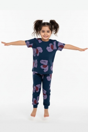 تیشرت و شلواردخترانه مدل قلب بنفش