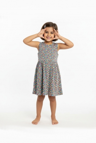 سارافون دخترانه مدل توپی طوسی