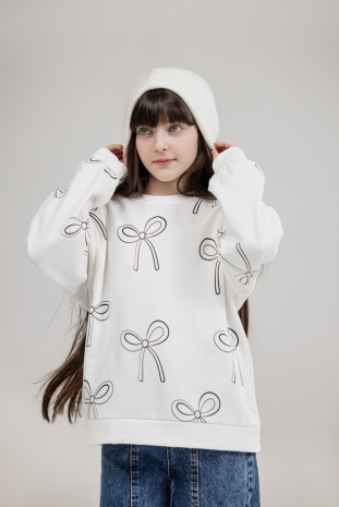 بلوز دخترانه مدل پاپیون سیاه و سفید 3