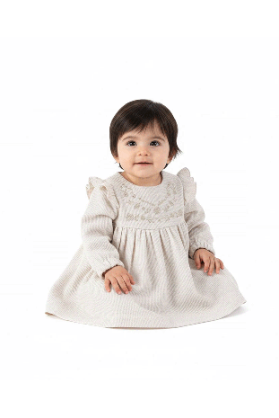 پیراهن دخترانه مدل نیلوفر کرم