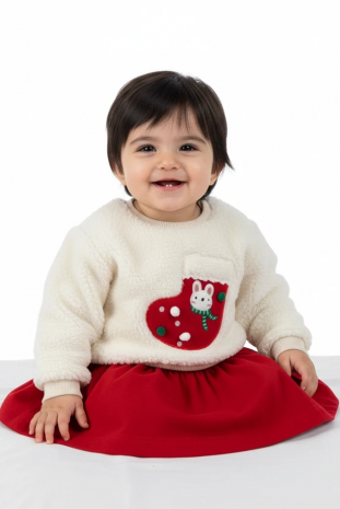 بلوز و دامن دخترانه مدل هدیه کریسمس 1