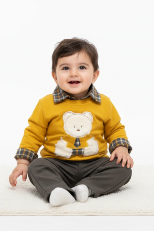 سه تیکه پسرانه مدل تدی زرد 1