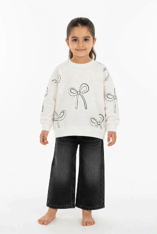 بلوز دخترانه مدل پاپیون سیاه و سفید 2