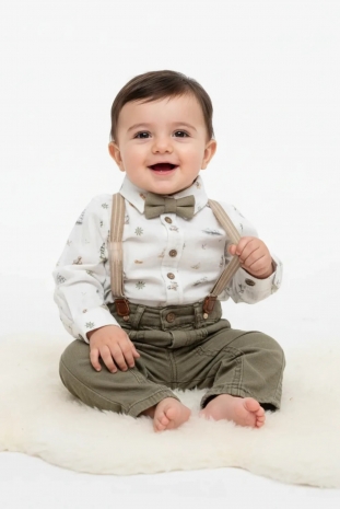 بلوز و شلوار پسرانه با پاپیون و ساسبند