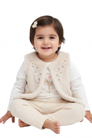 سه تیکه دخترانه مدل گل یاس پشمی