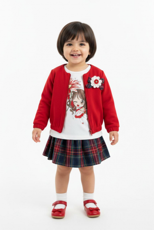 سه تیکه دخترانه مدل گل قرمز