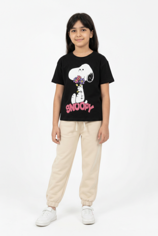 تیشرت دخترانه مدل مشکی اسنوپی خجالتی