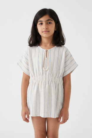 پانچو دخترانه مدل راه راه آبی