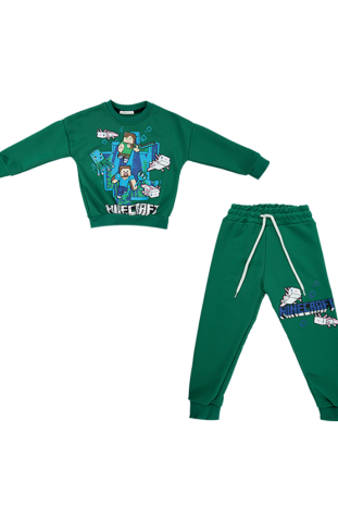 بلوز و شلوار پسرانه مدل ماینکرفت سبز